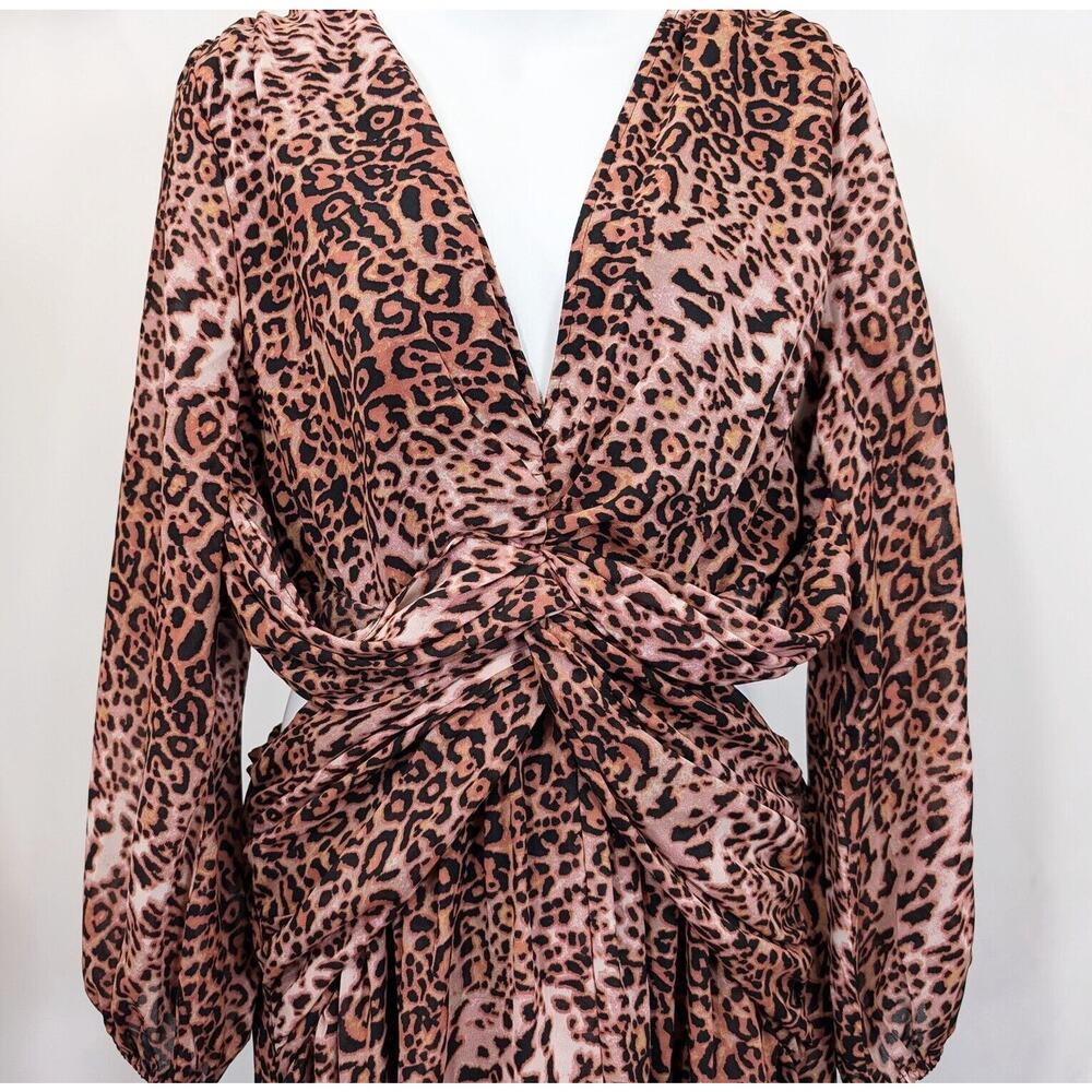 Anthropologie Ranna Gill Dress Animal Leopard Print Cut Out Women's Size XL - Picture 3 of 9